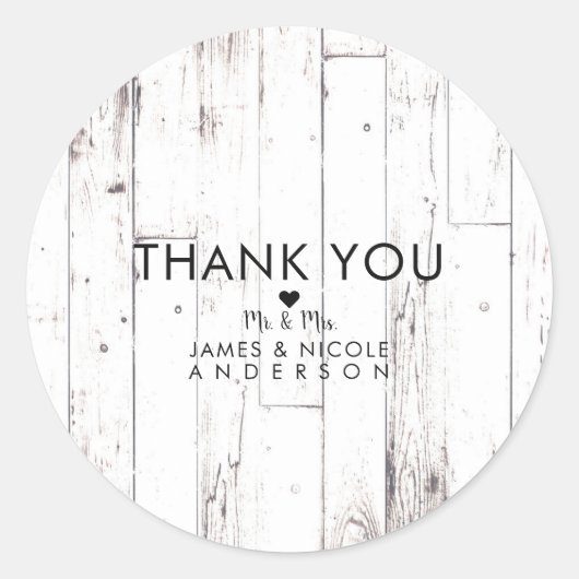 Shabby Chic Weißholz Rustikales Bauernhaus Stallge Runder Aufkleber (Vorderseite)