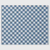Shabby Chic White Cadet Blue Gingham Geschenkpapier (Flach)