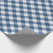 Shabby Chic White Cadet Blue Gingham Geschenkpapier (Ecke)