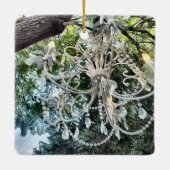 Shabby Chic White Crystal Chandelier Keramikornament (Rückseite)