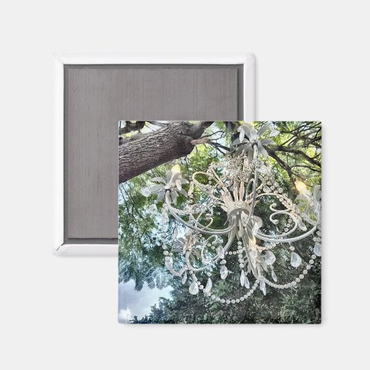 Shabby Chic White Crystal Chandelier Magnet (Vorderseite/Rückseite)