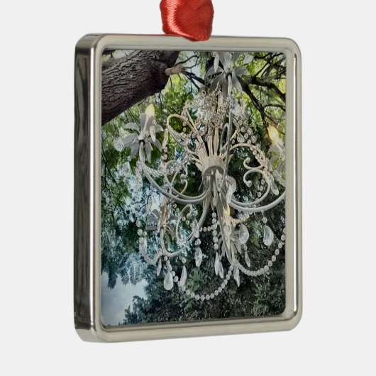 Shabby Chic White Crystal Chandelier Silbernes Ornament (Rechts)