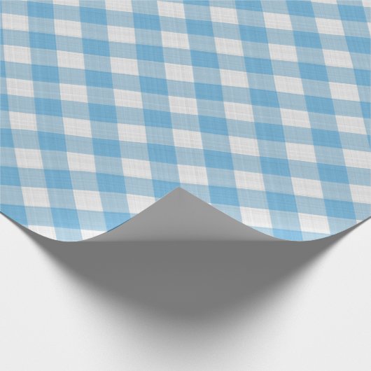 Shabby Chic White Cyan Sky Blue Gingham Geschenkpapier (Ecke)
