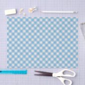 Shabby Chic White Cyan Sky Blue Gingham Seidenpapier (Handwerk)