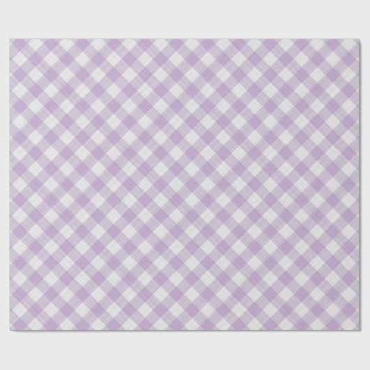 Shabby Chic White Lavender Violet Gingham Geschenkpapier (Flach)