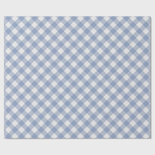 Shabby Chic White Light Ice Blue Gingham Geschenkpapier (Flach)