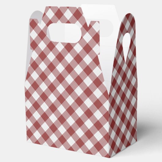 Shabby Chic White Light Maroon Red Gingham Geschenkschachtel (Geöffnet)