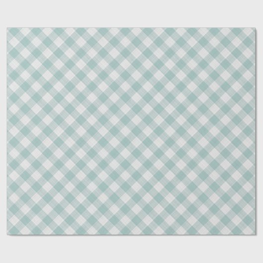 Shabby Chic White Light Seafoam Blue Green Gingham Geschenkpapier (Flach)