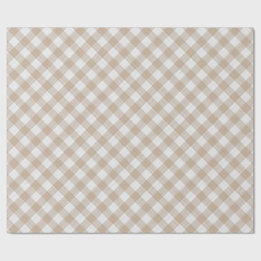 Shabby Chic White Light Taupe Beige Brown Gingham Geschenkpapier (Flach)
