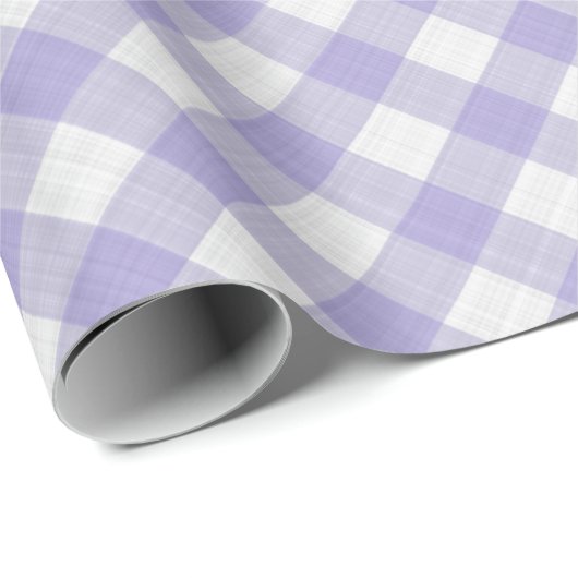 Shabby Chic White Light Violet Lila Gingham Geschenkpapier (Rolleneckpunkt)