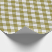 Shabby Chic White Ochre Mustard Green Gingham Geschenkpapier (Ecke)