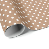 Shabby Chic White Polka Dots Muster auf Tan Brown Geschenkpapier (Rolleneckpunkt)