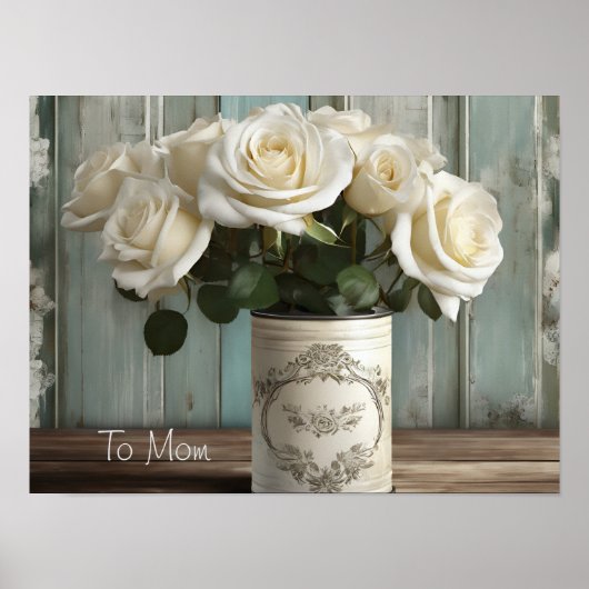 Shabby Chic White Roses Poster (Vorne)