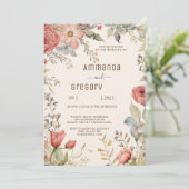 Shabby Chic Wildblume Hochzeit Einladung (Stehend Vorderseite)