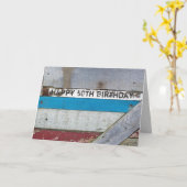 Shabby Chic Wood 50. Geburtstag Karte (Gelbe Blume)