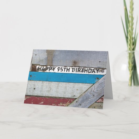 Shabby Chic Wood 95. Geburtstag Karte (Vorderseite)