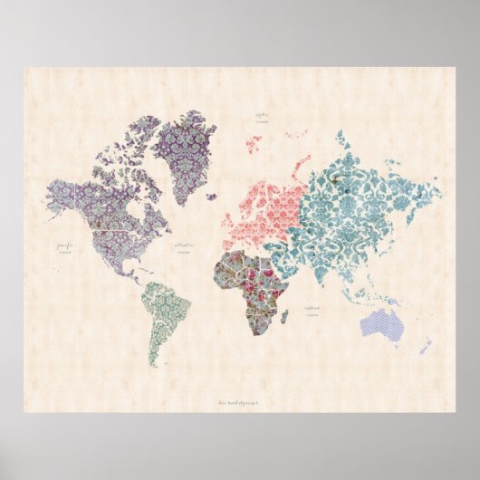 Shabby Chic World Travel Map Poster (Vorne)