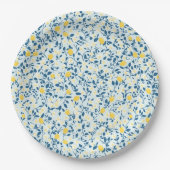 Shabby Chic Zitronen Blumen Serie Design #3 Pappteller (Vorderseite)