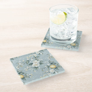 Shabby Chic Zitronen-Blumen-Serie Design #6 Glasuntersetzer