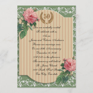 Shabby Chic zum 50. Hochzeitstag Einladung