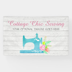 Shabby Cottage Chic Nähmaschine Rustikales Holz Banner