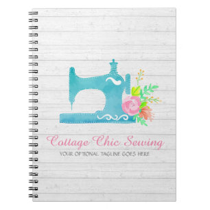 Shabby Cottage Chic Nähmaschine Rustikales Holz Notizblock