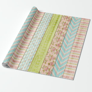 Shabby Cottage Chic Rosen Rustikales Holz Floral Geschenkpapier