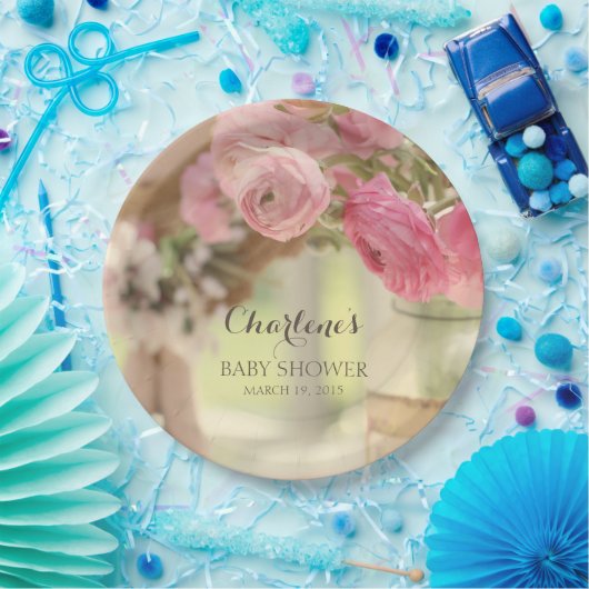 Shabby Country Chic weich verblasste rosa Blume Pappteller (Party)