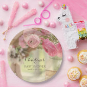 Shabby Country Chic weich verblasste rosa Blume Pappteller (Party)