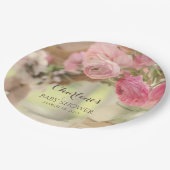 Shabby Country Chic weich verblasste rosa Blume Pappteller (Schrägansicht)