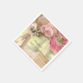 Shabby Country Chic weich verblasste rosa Blume Serviette (Ecke)