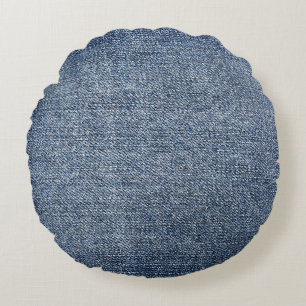 Shabby denim: blaue Jeans-Textur Rundes Kissen