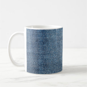 Shabby Denim Textur für Hintergrund. Blue Jeans Kaffeetasse