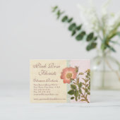 Shabby Elegance Vintag Chic Pink Dog Rose Visitenkarte (Stehend Vorderseite)