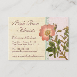 Shabby Elegance Vintag Chic Pink Dog Rose Visitenkarte