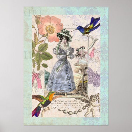 Shabby Elegance Vintag Fashion Collage Poster (Vorne)