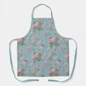 Shabby Elegant Rosa und Weiße Blüte auf Blau Schürze (Vorderseite)