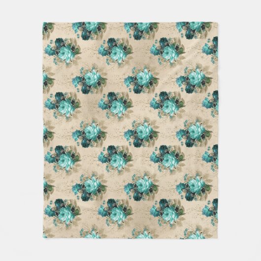 Shabby Floral Aqua Serie Design 3 Fleecedecke (Vorderseite)