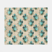 Shabby Floral Aqua Serie Design 3 Fleecedecke (Vorderseite (Horizontal))