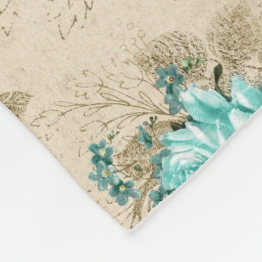 Shabby Floral Aqua Serie Design 3 Fleecedecke (Ecke)