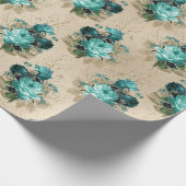 Shabby Floral Aqua Serie Design 3 Geschenkpapier (Ecke)