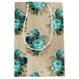 Shabby Floral Aqua Serie Design 3 Mittlere Geschenktüte