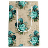 Shabby Floral Aqua Serie Design 3 Mittlere Geschenktüte (Rückseite)