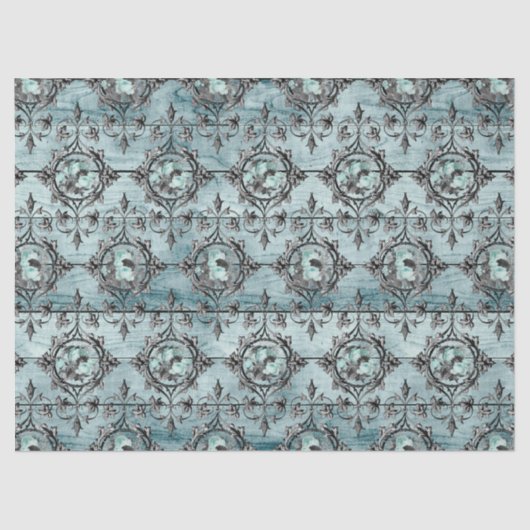Shabby Floral Aqua Serie Design 4 Seidenpapier (Vorderseite)