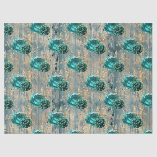 Shabby Floral Aqua Serie Design 5 Seidenpapier (Vorderseite)