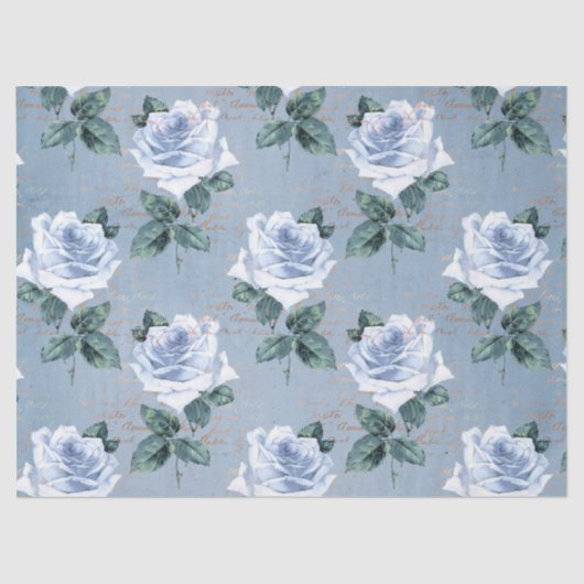 Shabby Floral Blue Serie Design 1 Seidenpapier (Vorderseite)