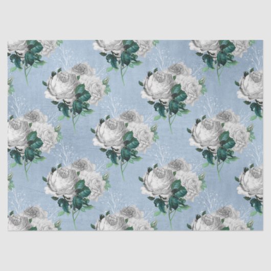 Shabby Floral Blue Serie Design 1 Seidenpapier (Vorderseite)
