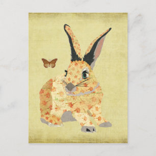 Shabby Floral Bunny Postcard Postkarte