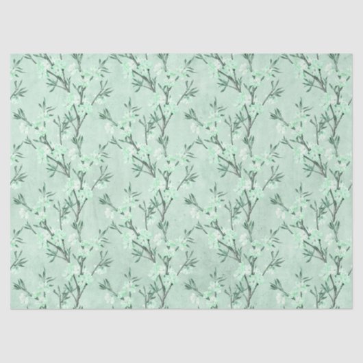 Shabby Floral Mint Series Design 7 Seidenpapier (Vorderseite)