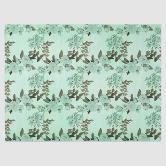 Shabby Floral Mint Series Design 8 Seidenpapier (Vorderseite)